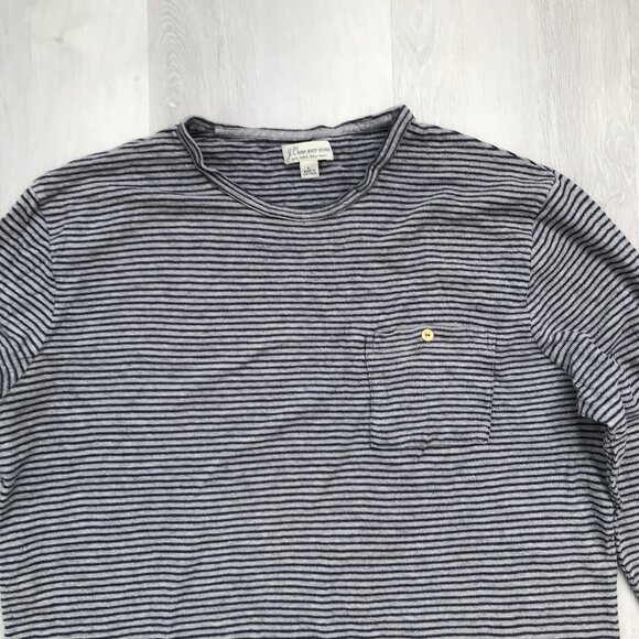 J Crew Knit Goods Mens T Shirt Gray Stripe Long Sleeve Large - Picture 9 of 10